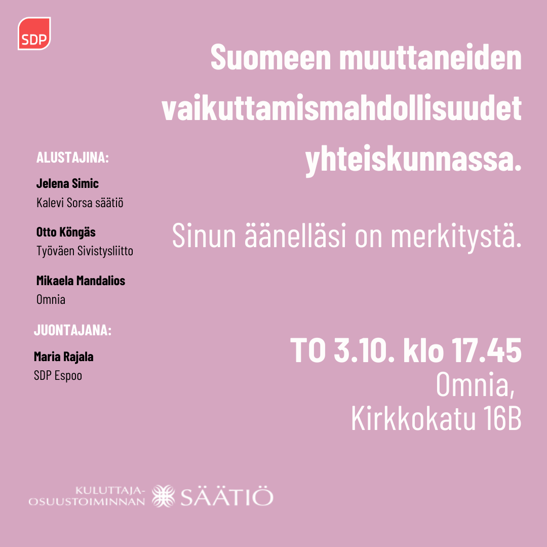 Suomeen muuttaneiden vaikuttamismahdollisuudet yhteiskunnassa