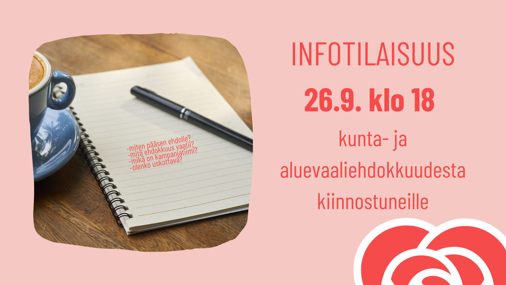 Infotilaisuus kunta- ja aluevaaliehdokkuudesta kiinnostuneille