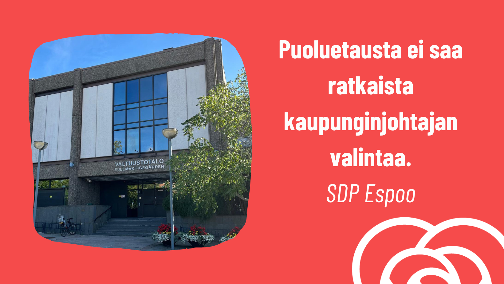 TIEDOTE: Puoluetausta ei saa ratkaista kaupunginjohtajavalintaa